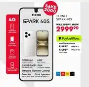 Edgars TECNO SPARK 40S 256GB 4G Smartphone offer