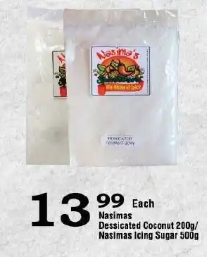 Oxford Freshmarket Nasimas Dessicated Coconut 200g/Nasimas Icing Sugar 500g offer