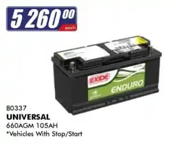 Goldwagen EXIDE ENDURO UNIVERSAL 660AGM 105AH offer