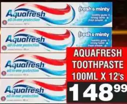 Advance Cash n Carry Aquafresh toothpaste offer