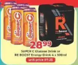 M.A Powertrade SUPER C Glucose Drink or RE BOOST Energy Drink offer