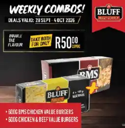Bluff Meat Supply Bluff BMS Chicken Value Burgers offer