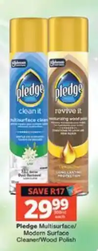 Checkers Pledge Multisurface/Modern Surface Cleaner/Wood Polish offer