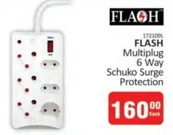 FLASH Multiplug 6 Way Schuko Surge Protection