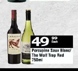 Oxford Freshmarket Porcupine Sauv Blanc/ The Wolf Trap Red 750ml offer