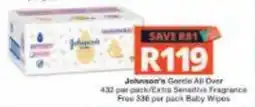 Checkers Hyper Johnson's Gentle All Over Baby Wipes offer