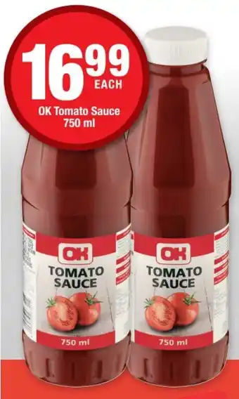OK Foods OK Tomato Sauce 750ml offer