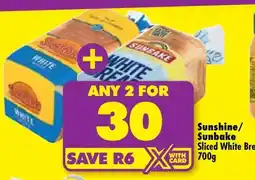Shoprite Sunshine/Sunbake Sliced White Bread 700g offer