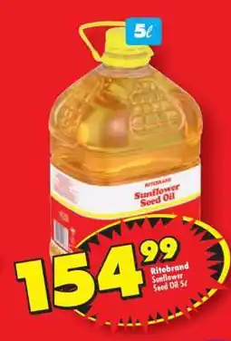 Shoprite RITEBRAND SUNFLOWER SEED OIL 5ℓ offer