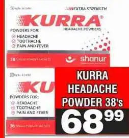 Advance Cash n Carry KURRA HEADACHE POWDER 38's offer