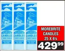 Advance Cash n Carry MOREBRITE CANDLES 25 X 6'S offer