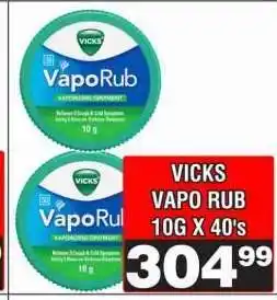 Advance Cash n Carry VICKS VAPO RUB 10G X 40's offer