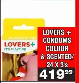 Advance Cash n Carry LOVERS + CONDOMS COLOUR & SCENTED 24 X 3's offer