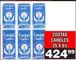 Advance Cash n Carry COSTAS CANDLES 25 X 6's offer