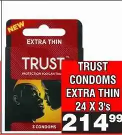 Advance Cash n Carry TRUST CONDOMS EXTRA THIN 24 X 3's offer