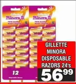 Advance Cash n Carry GILLETTE MINORA DISPOSABLE RAZORS 24's offer