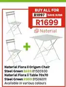 Leroy Merlin Naterial Flora ii Origam Chair Steel Green + Flora ii Table 70x70 Steel Green offer