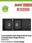 Leroy Merlin Laveo Kitchen Sink Megalo Black Drop In Double Bowl Single Drainer offer