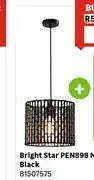 Leroy Merlin Bright Star PEN898 Metal Pendant Black + ST64 Amber Filament Bulb E27 6W offer