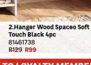 Leroy Merlin Hanger Wood Spaceo Soft Touch Black 4pc offer
