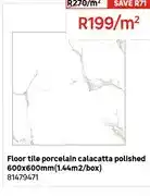 Leroy Merlin Floor tile porcelain calacatta polished 600x600mm (1.44m2/box) offer