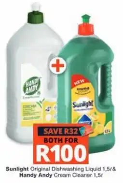 Checkers Sunlight Original Dishwashing Liquid & Handy Andy Cream Cleaner offer