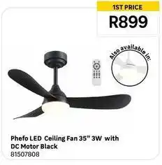 Leroy Merlin Phefo led ceiling fan 35 3w with dc motor black offer