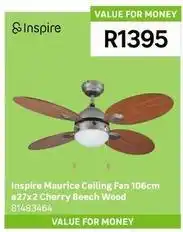 Leroy Merlin Inspire - maurice ceiling fan 106cm e27x2 cherry beech wood 81483464 offer