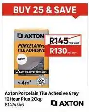 Leroy Merlin Axton - porcelain tile adhesive grey 12hour plus 20kg offer