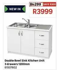 Leroy Merlin Double bowl sink kitchen unit 3 drawers 1200mm 81507602 offer