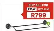 Leroy Merlin Sensea - charm double towel rail matt black 50cm offer