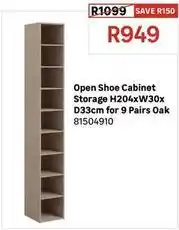 Leroy Merlin Open shoe cabinet storage h204xw30xd33cm for 9 pairs oak offer