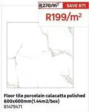 Leroy Merlin Floor tile porcelain calacatta polished 600x600mm(1.44m2/box) offer