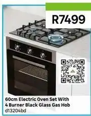 Leroy Merlin 60cm electric oven set with 4 burner black glass gas hob d13204bd offer