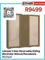 Leroy Merlin Labrada 3 door reversible sliding wardrobe-walnut/macadamia offer