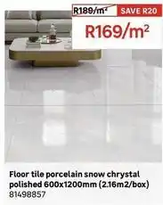 Leroy Merlin Floor tile porcelain snow chrystal polished 600x1200mm (2.16m2/box) offer
