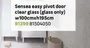 Leroy Merlin Sensea easy pivot door clear glass (glass only)w100cmxh195cm offer