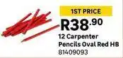 Leroy Merlin 12 carpenter pencils oval red hb offer