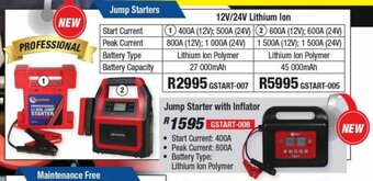 Adendorff Machinery Mart Jump Starters 12V/24V Lithium Ion 27 000mAh offer