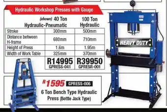 Adendorff Machinery Mart Hydraulic Workshop Presses with Gauge6 Ton Bench Type Hydraulic Press offer