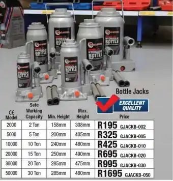 Adendorff Machinery Mart Bottle Jacks 2000 2 Ton 158mm 308mm offer