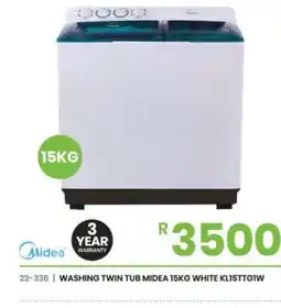 Fair Price WASHING TWIN TUB MIDEA 15KG WHITE KL15TTGIW offer