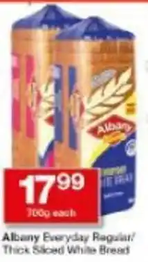 Checkers Albany Everyday Regular Thick Sliced White Bread offer