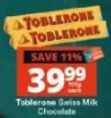 Checkers Toblerone Swiss Milk Chocolate offer