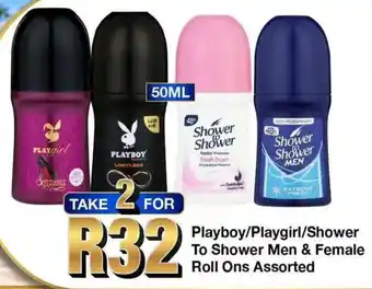 Take 'n Pay Playboy/Playgirl/Shower To Shower Men & Female Roll Ons Assorted offer