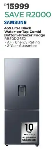 House & Home Samsung 459 Litre Black Water-on-Tap Combi Bottom-Freezer Fridge offer
