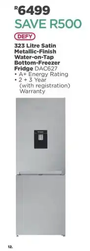 House & Home Defy 323 Litre Satin Metallic-Finish Water-on-Tap Bottom-Freezer Fridge DAC627 offer