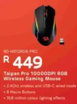 Computer Mania Taipan Pro 10000DPI RGB Wireless Gaming Mouse offer