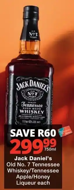 Jack Daniel's Old No. 7 Tennessee Whiskey/Tennessee Apple/Honey Liqueur