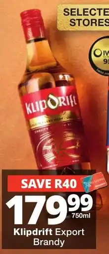 Checkers Liquor Shop Klipdrift Export Brandy offer